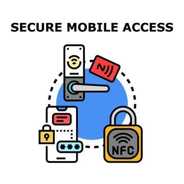 Secure mobile access using digital smart technologies Stock Illustration
