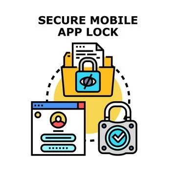 Secure mobile application locking and data safety concept 스톡 일러스트