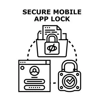 Secure mobile application locking and data safety concept Stock Illustration