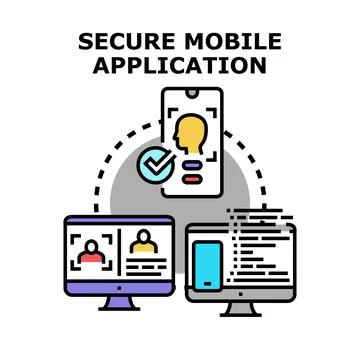 Secure mobile application protection accessing personal data concept Stockillustratie