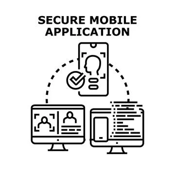 Secure mobile application protection accessing personal data concept Stock Illustration