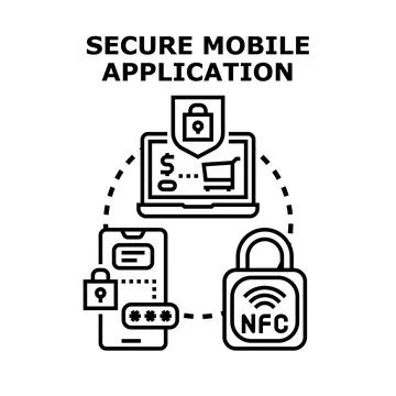 Secure mobile application providing internet data cyber protection Stockillustratie