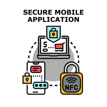 Secure mobile application providing internet data cyber protection Stock Illustration
