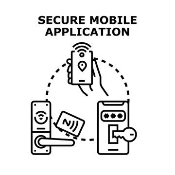 Secure mobile application providing safe online access and digital control Stock Illustration