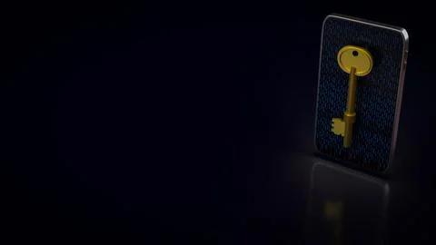 Secure Mobile Data Access Key 3d render. Stock Illustration