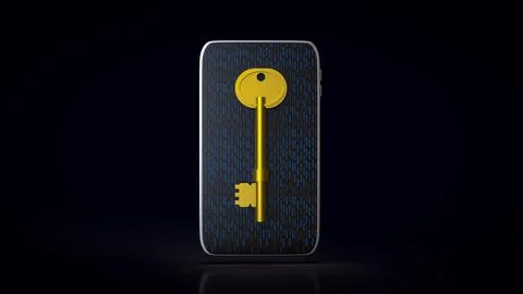 Secure Mobile Data Access Key 3d render. Stockillustratie