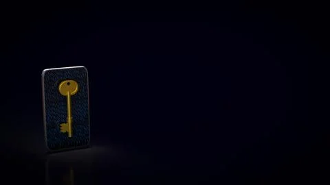 Secure Mobile Data Access Key 3d render. Stock Illustration