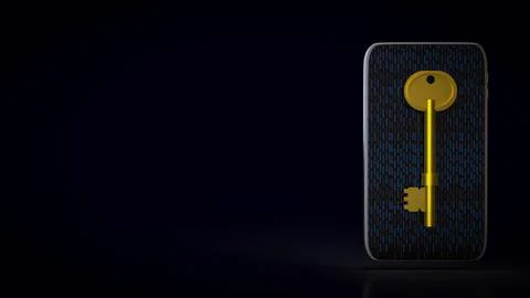 Secure Mobile Data Access Key 3d render. Stock Photos