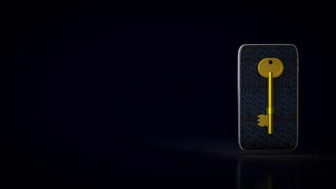 Secure Mobile Data Access Key 3d render. Stock Photos