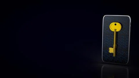Secure Mobile Data Access Key 3d render. Stock Photos