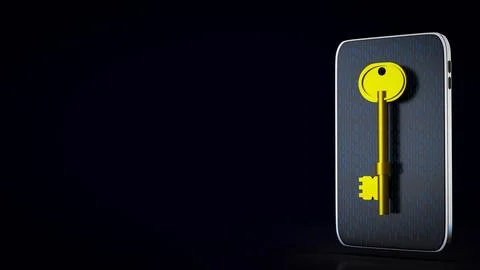 Secure Mobile Data Access Key 3d render. Stock Photos