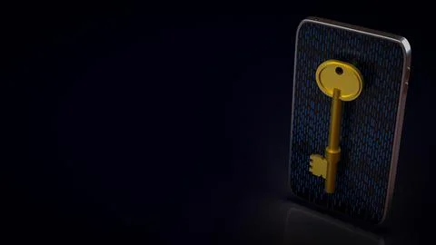 Secure Mobile Data Access Key 3d render. 스톡 사진