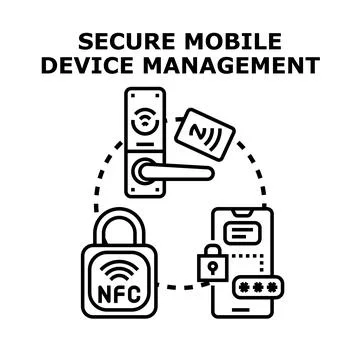 Secure mobile device management protecting digital information access Stock Illustration