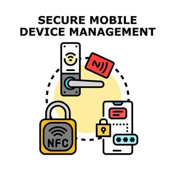 Secure mobile device management protecting digital information access Stock Illustration