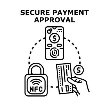 Secure mobile payment approval transaction process Stock Illustration