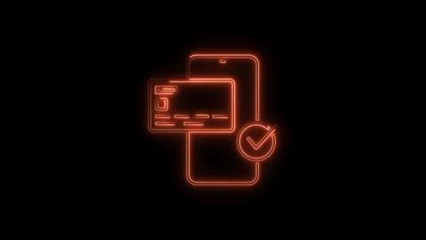 Secure mobile payment with neon credit card and checkmark for digital trans.. Stock Footage 314540734