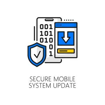 Secure mobile system software update line icon Stock Illustration