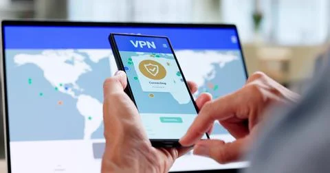 Secure Mobile VPN Access For Computer And Phone Foto stock