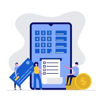 Secure money transfer on the internet concept with character. People using .. Stock Illustration