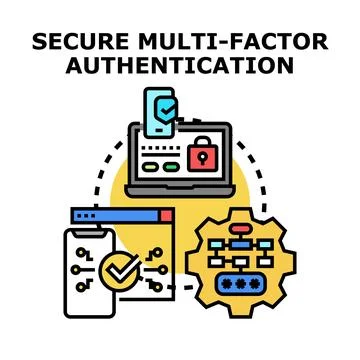 Secure multi factor authentication process concept icon Stock Illustration