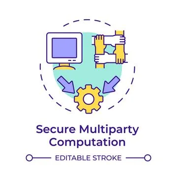 Secure multiparty computation multi color concept icon Stock Illustration