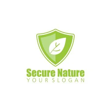 Secure nature, shield and leaf. Vector logo icon template Stock Illustration