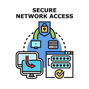 Secure network access protecting online data and privacy Stock Illustration