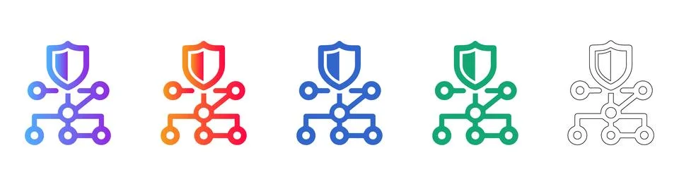 Secure Network Architecture Icons Stock Illustration