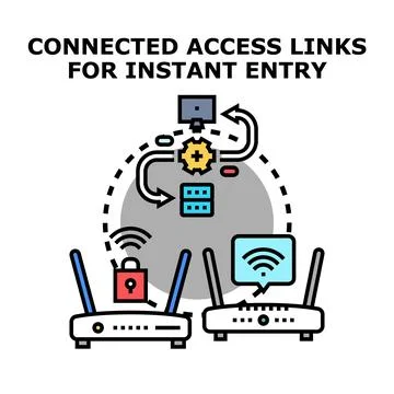 Secure network connection accessing digital data links Stock Illustration