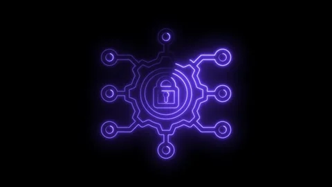 Secure network connection with glowing purple lock and circuit pattern on b.. Stock-Footage 346008298