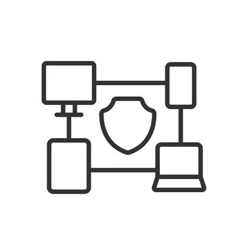 Secure network devices, icon in line design. Secure, network, devices Stock Illustration