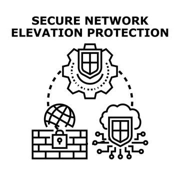Secure network elevation protection system vector icon 스톡 일러스트