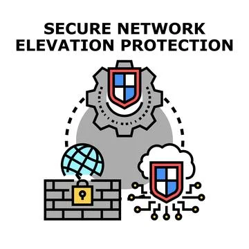 Secure network elevation protection system vector icon Stock Illustration