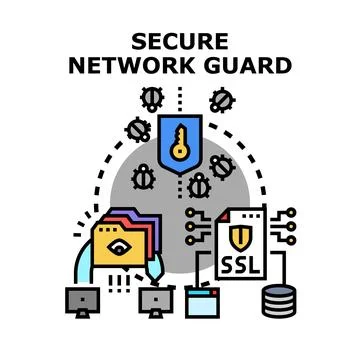 Secure network guard protecting data and systems 스톡 일러스트