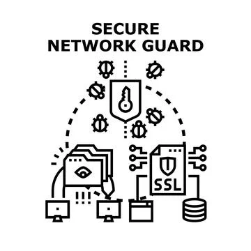 Secure network guard protecting data and systems Stock Illustration