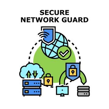 Secure network guarding protecting digital data access Stock Illustration
