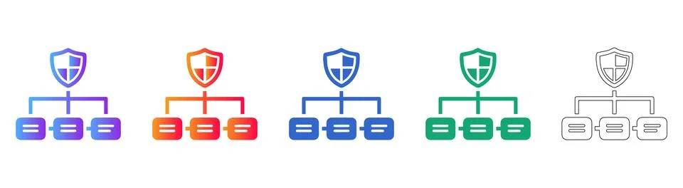 Secure Network Hierarchy Icon Collection イラスト素材