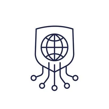 Secure network icon, online security line vector Stock Illustration