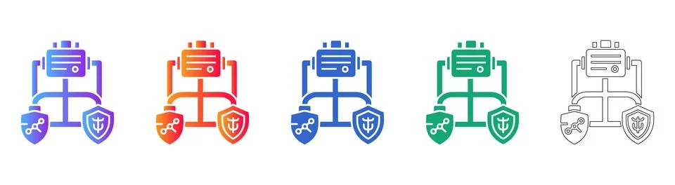 Secure Network Infrastructure Diagram Icons Stock Illustration