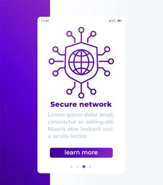 Secure network, online security banner with icon Stock Illustration