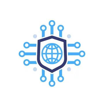 Secure network, online security icon on white Stock Illustration