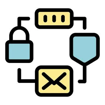 Secure network protecting data with closed padlock, password and blocked mail Stock Illustration