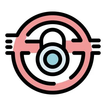 Secure network is protecting data with closed padlock inside circle Stock Illustration