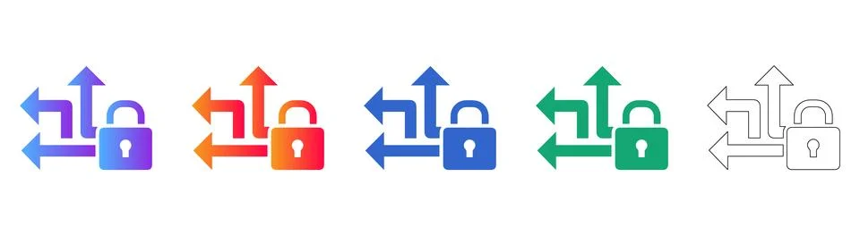 Secure Network Routing Icon Set Stock Illustration