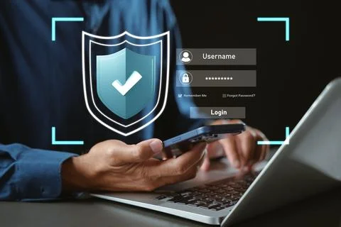 Secure network security technology for privacy, protect data and lock infor.. Stockfoto's