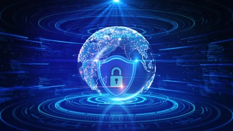 Secure network shield, cybersecurity data protection Cyber Security Protection A Stock Footage 341895001