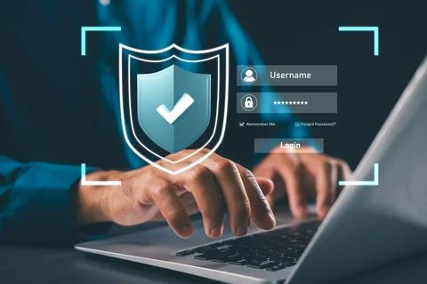 Secure network technology ensures data protection and privacy while user op.. 스톡 사진
