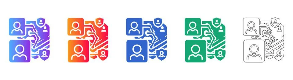 Secure Network User Access Icons Set Stock Illustration