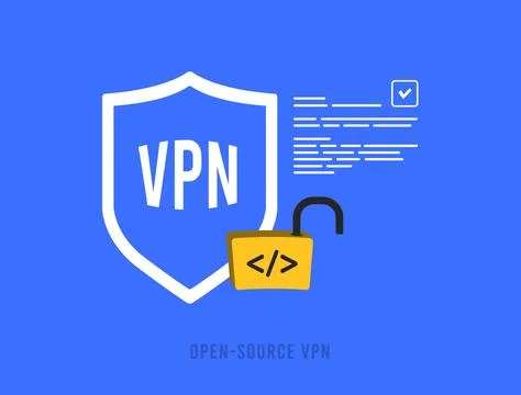 Secure Networking with Open-Source VPN for Businesses and Individuals. Data Stock Illustration