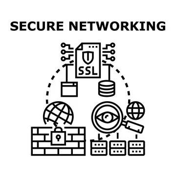 Secure networking protecting data and digital information Stock Illustration